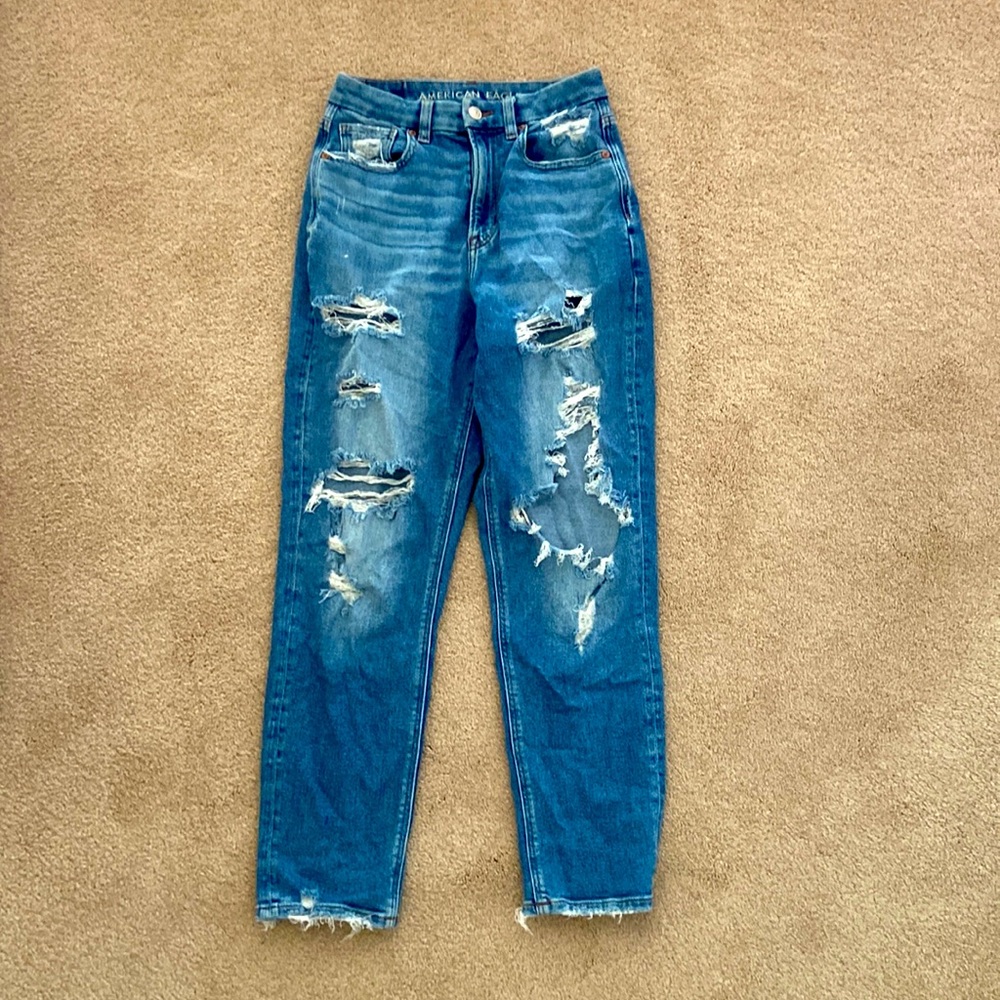 American Eagle Curvy Ripped Mom Jeans